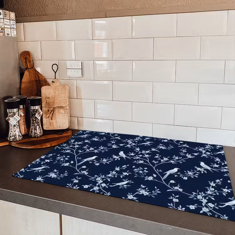 Grafisch - Bloesemtak - Blauw Inductie beschermer vinyl 3mm klein 276 -sfeer3
