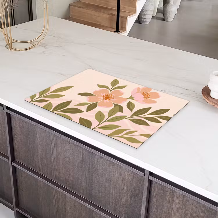 Grafisch - Bloemen - Roze Inductie beschermer vinyl 3mm klein -sfeer8