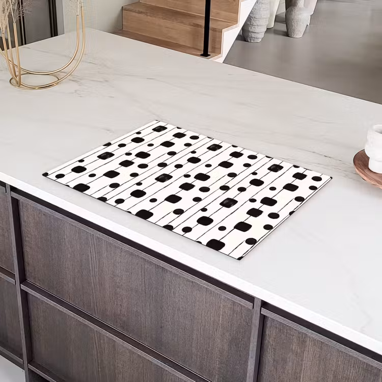 Grafisch - Modern - Zwart Inductie beschermer vinyl 3mm klein 276 -sfeer8