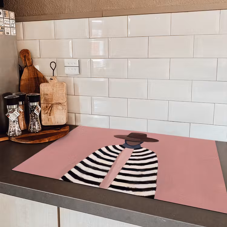 Grafisch - Vrouw - Roze Inductie beschermer vinyl 3mm klein -sfeer3