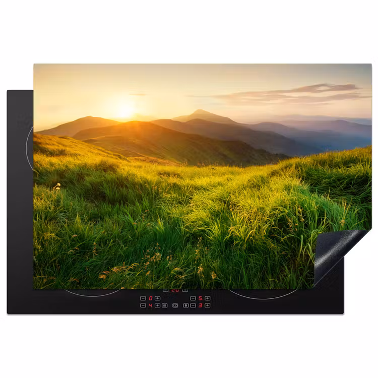 Gras - Heuvels - Zon - Natuur - Landschap Inductie beschermer vinyl 3mm klein -3d