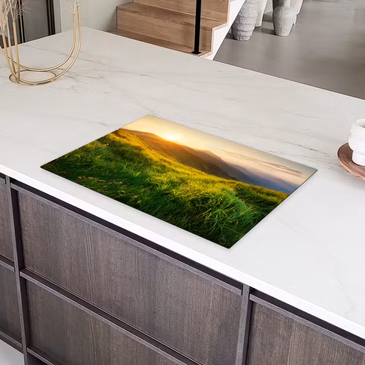 Gras - Heuvels - Zon - Natuur - Landschap Inductie beschermer vinyl 3mm klein -sfeer8