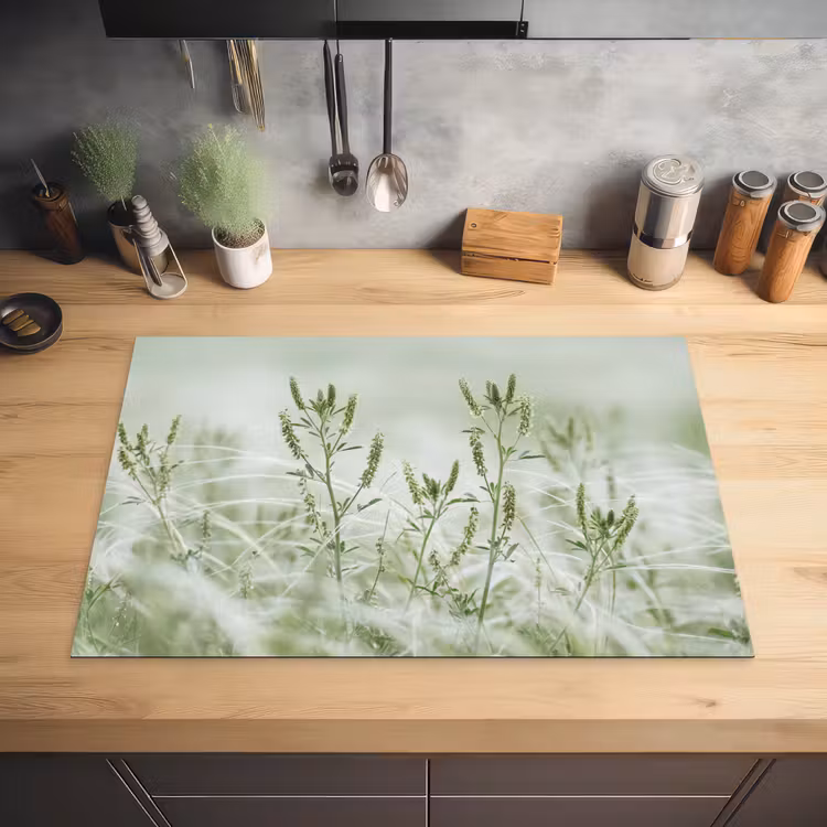 Grassen - Minimalistisch - Groen Inductie beschermer vinyl 3mm klein -sfeer5