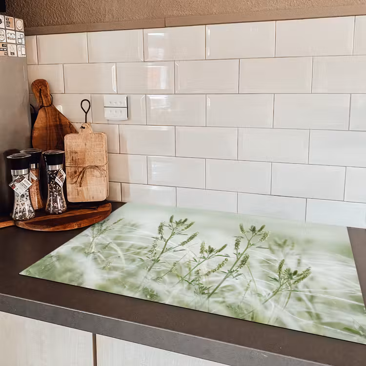 Grassen - Minimalistisch - Groen Inductie beschermer vinyl 3mm klein -sfeer3
