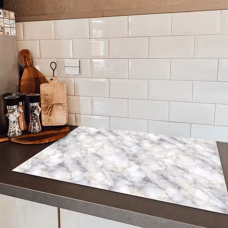 Grijs - Marmer - Gedetailleerd Inductie beschermer vinyl 3mm klein 276 -sfeer3