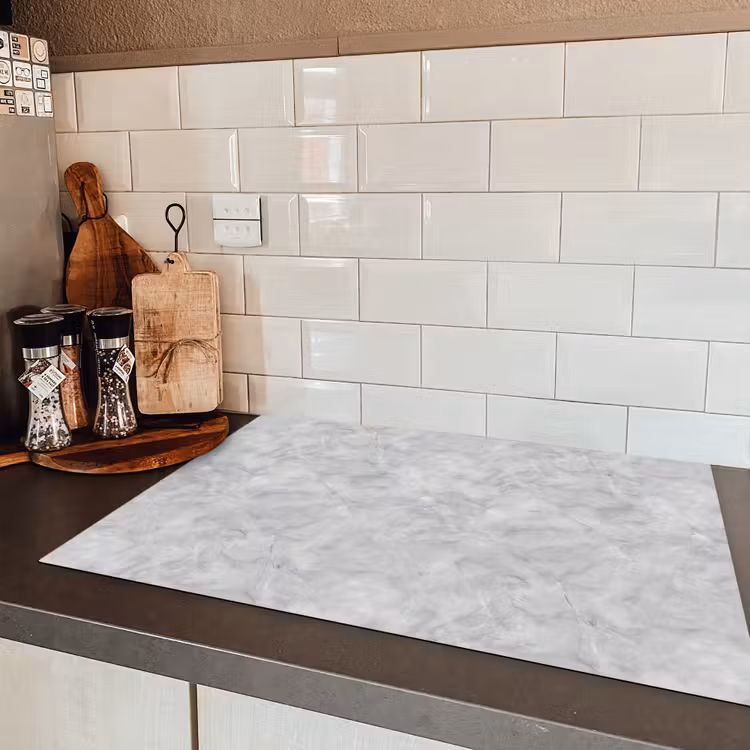 Grijs - Marmer - Mat Inductie beschermer vinyl 3mm klein 276 -sfeer3