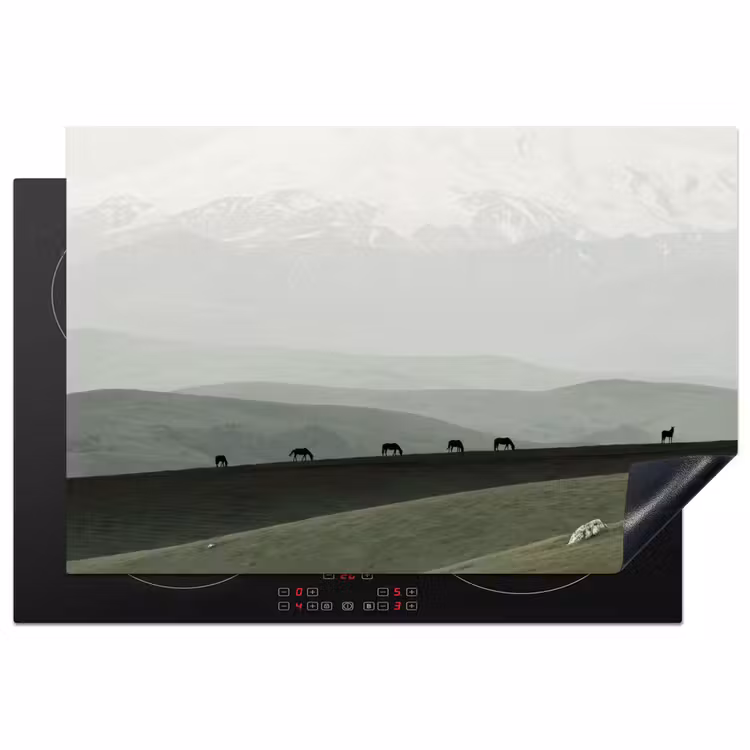 Grijs - Berg - Paarden Inductie beschermer vinyl 3mm klein -3d