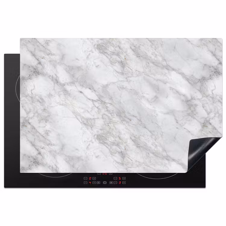 Grijs - Wit - Marmer Inductie beschermer vinyl 3mm klein 276 -3d