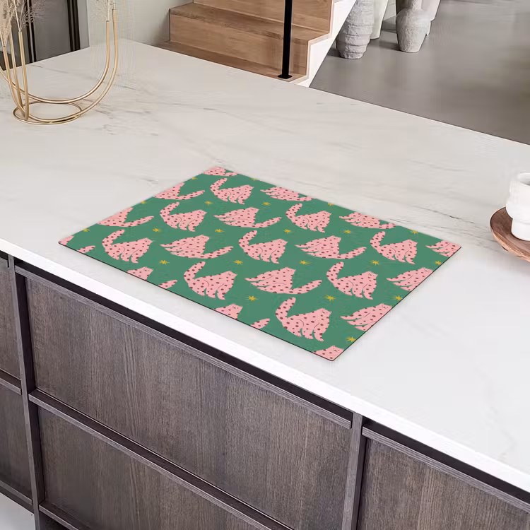 Groen - Katten - Stippen - Sterren Inductie beschermer vinyl 3mm klein 276 -sfeer8