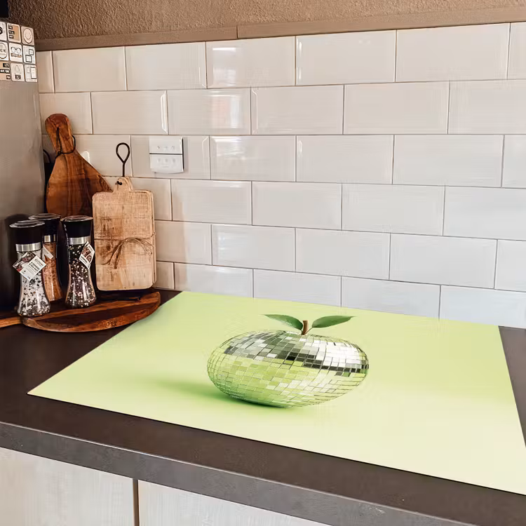 Groen - Disco - Decoratie - Appel Inductie beschermer vinyl 3mm klein -sfeer3