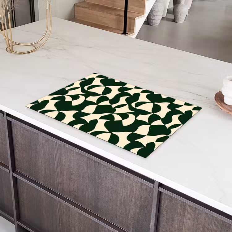 Groen - Organische vlakken - Crème Inductie beschermer vinyl 3mm klein 276 -sfeer8