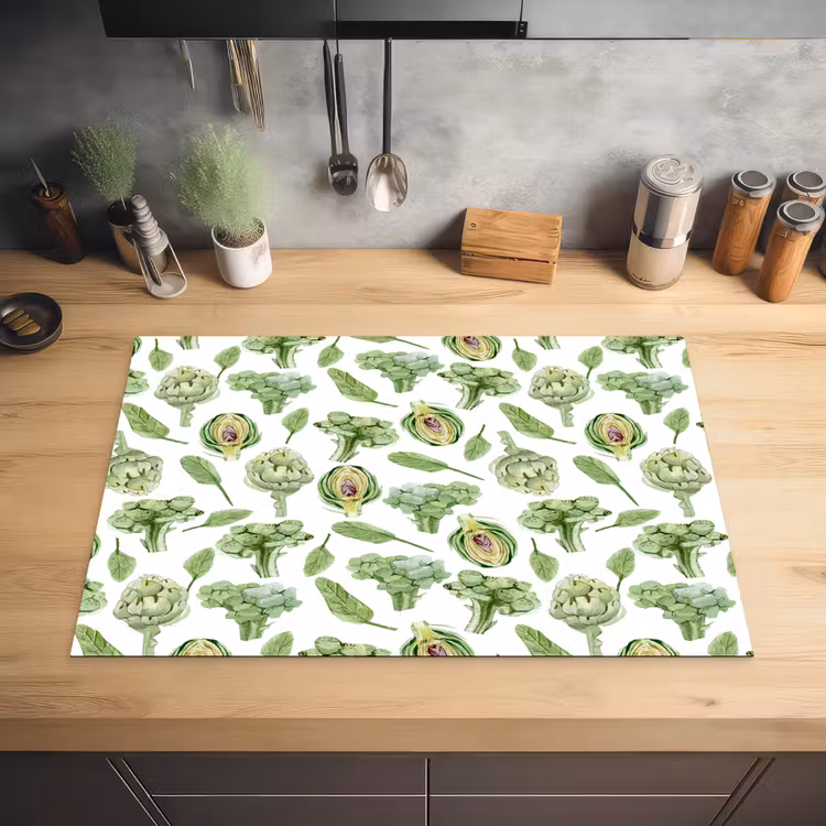 Groene - Groente - Broccoli - Artisjokken Inductie beschermer vinyl 3mm klein 276 -sfeer5