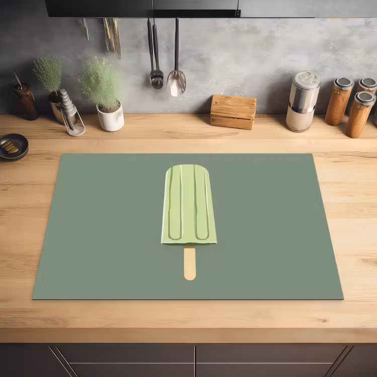 Groen - Waterijsje - Stokje - Illustratie Inductie beschermer vinyl 3mm klein -sfeer5