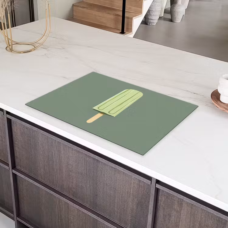 Groen - Waterijsje - Stokje - Illustratie Inductie beschermer vinyl 3mm klein -sfeer8