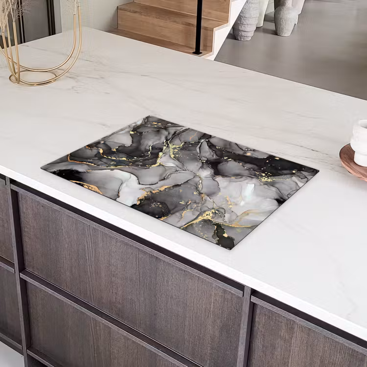 Grijs - Luxe - Goud - Marmer Inductie beschermer vinyl 3mm klein -sfeer8