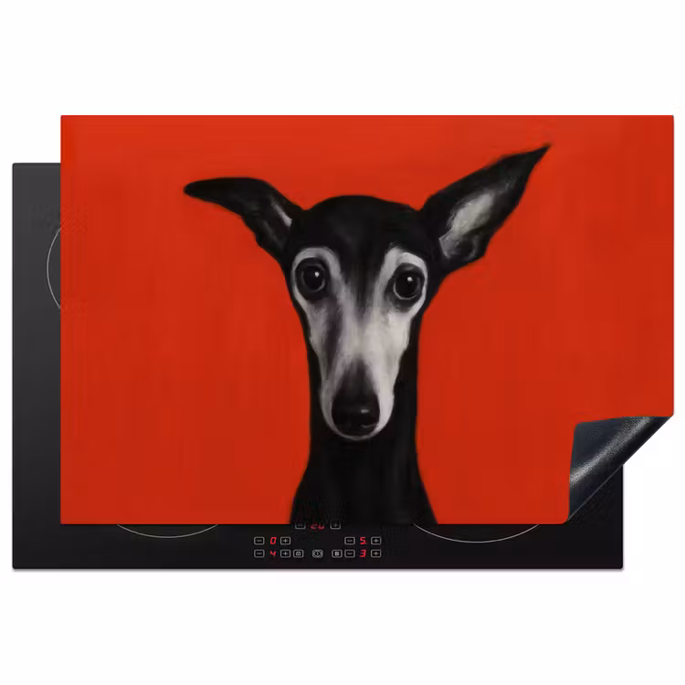Windhond - Minimalistisch - Rood Inductie beschermer vinyl 3mm klein -3d
