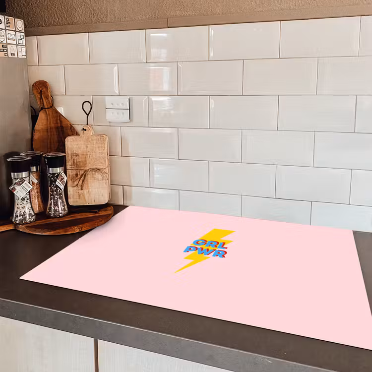 Grl pwr - Bliksem - Roze Inductie beschermer vinyl 3mm klein -sfeer3