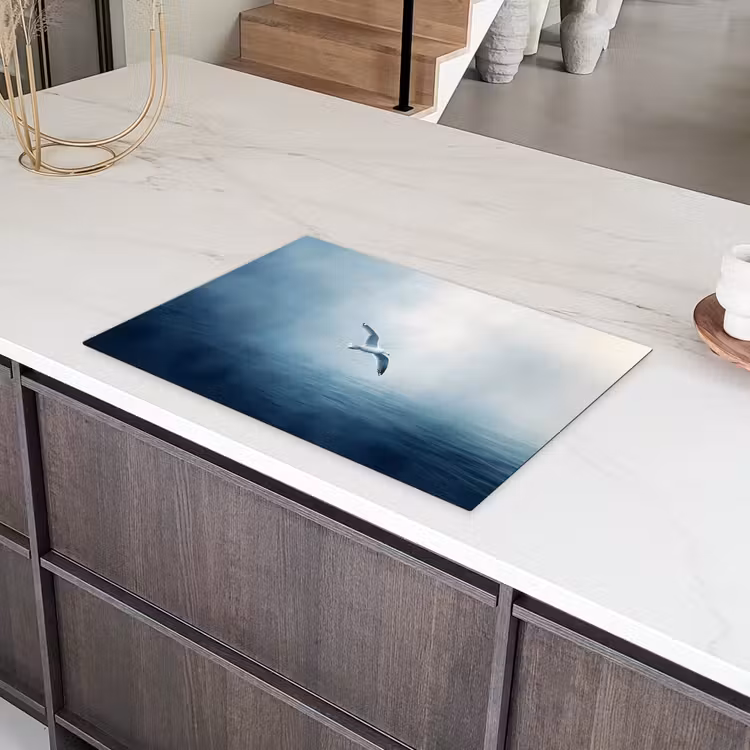 Meeuw - Wit - Zee - Mistig Inductie beschermer vinyl 3mm klein -sfeer8