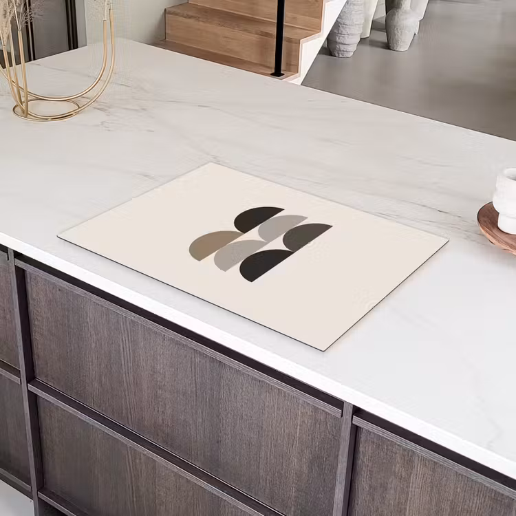 Halve cirkels - Aardetinten - Grafisch Inductie beschermer vinyl 3mm klein -sfeer8