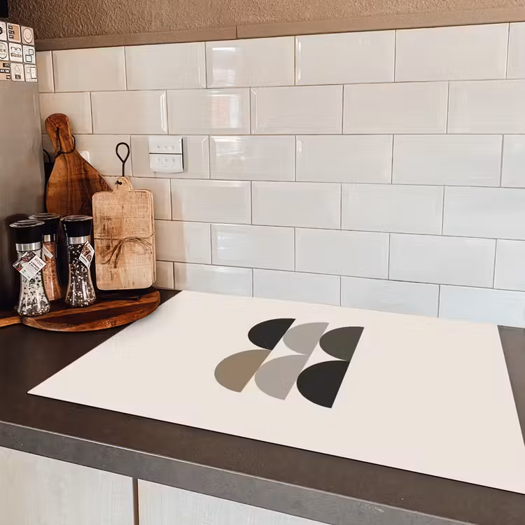 Halve cirkels - Aardetinten - Grafisch Inductie beschermer vinyl 3mm klein -sfeer3