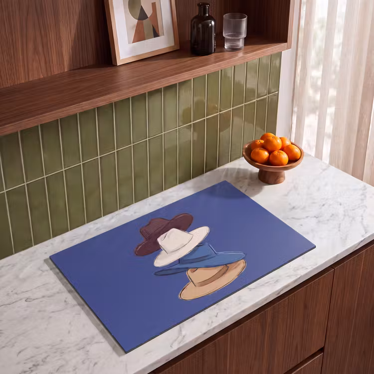 Hoeden - Gestapeld - Mode - Kleurrijk - Illustratie Inductie beschermer vinyl 3mm klein -sfeer8