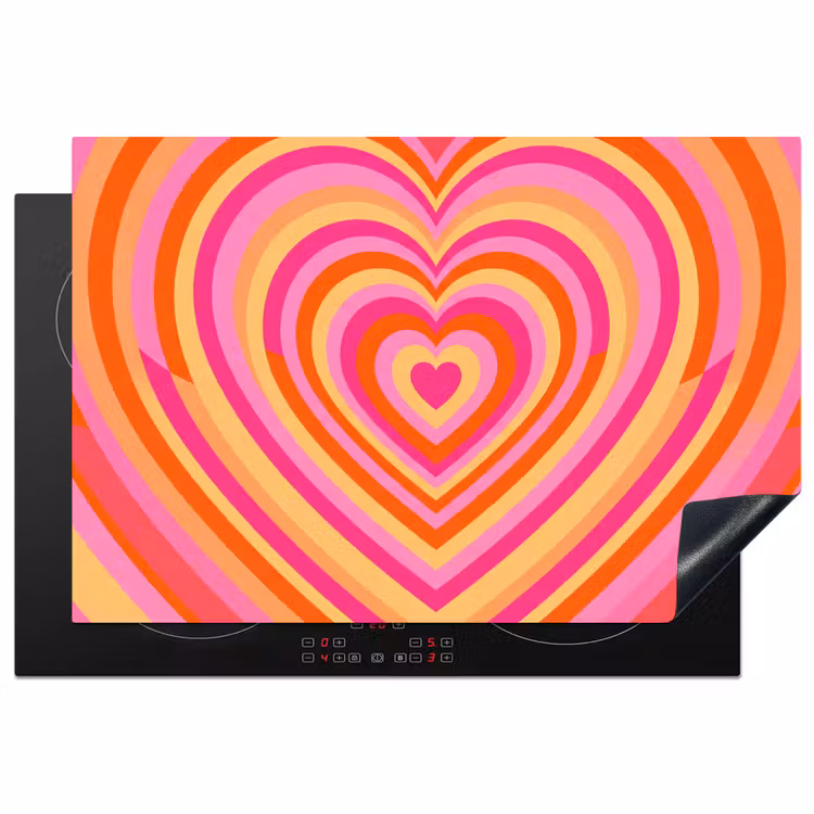 Hart - Concentrisch - Abstract - Liefde - Kleurrijk Inductie beschermer vinyl 3mm klein -3d