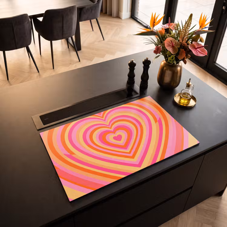 Hart - Concentrisch - Abstract - Liefde - Kleurrijk Inductie beschermer vinyl 3mm klein -sfeer5