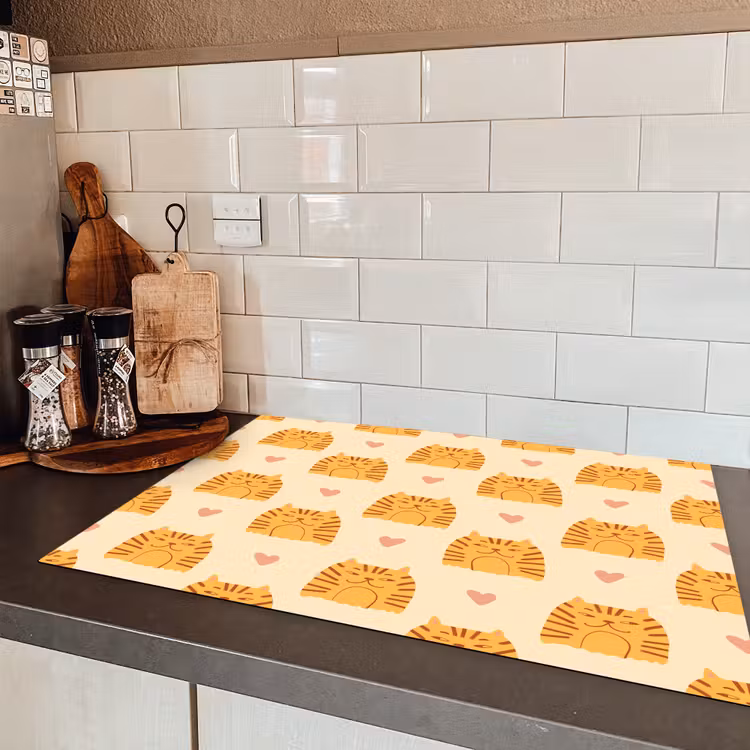 Hartjes - Katten - Strepen - Beige Inductie beschermer vinyl 3mm klein 276 -sfeer3