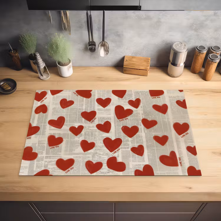 Hartjes - Krant - Loveyou Inductie beschermer vinyl 3mm klein -sfeer5