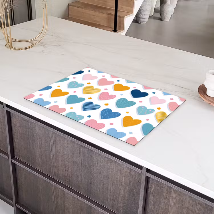 Hartjes - Pastel - Kleurcontrast - Handgetekend Inductie beschermer vinyl 3mm klein -sfeer8