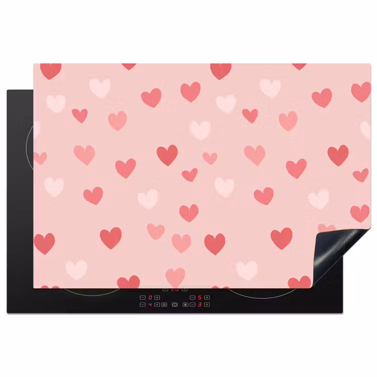 Hartjes - Patroon - Roze - Eenvoudig Inductie beschermer vinyl 3mm klein -3d