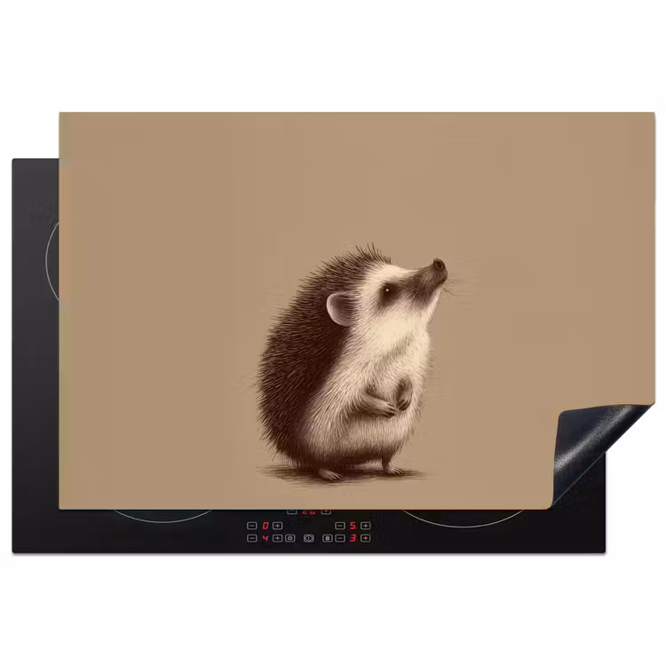 Egel - Snuitje - Bruin - Stekels Inductie beschermer vinyl 3mm klein -3d
