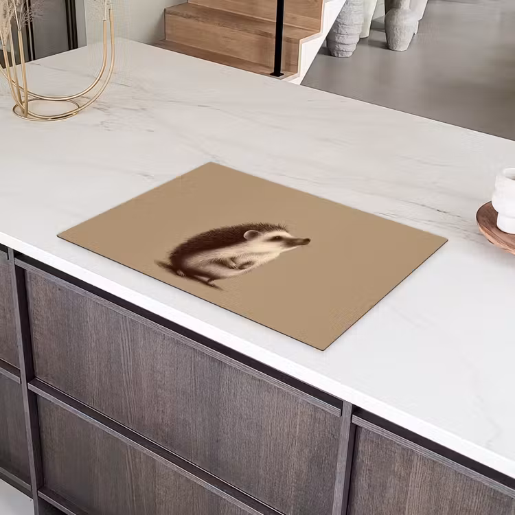 Egel - Snuitje - Bruin - Stekels Inductie beschermer vinyl 3mm klein -sfeer8
