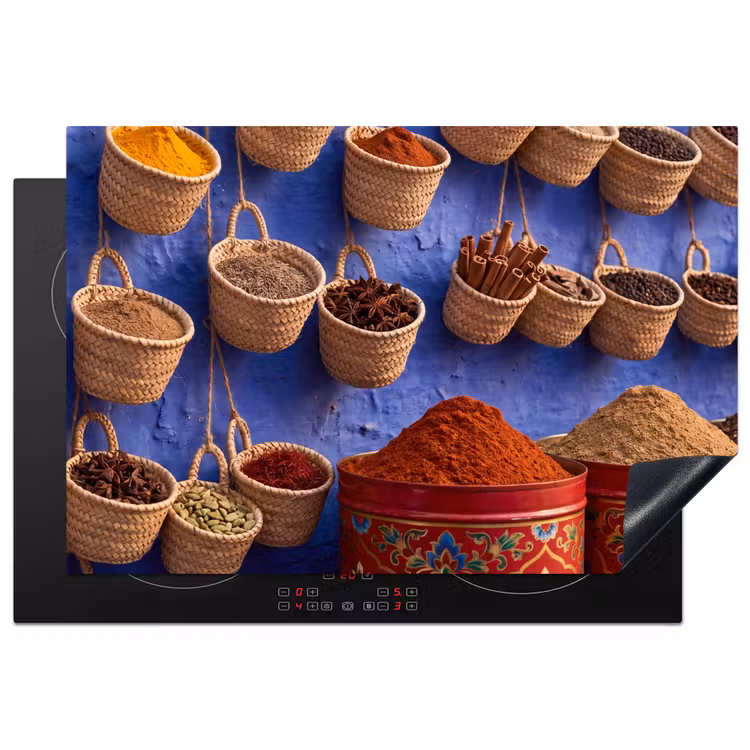 Induction Hob Cover - Herbs - Baskets - Market - Kruiden - Manden - Markt Inductie beschermer vinyl 3mm klein