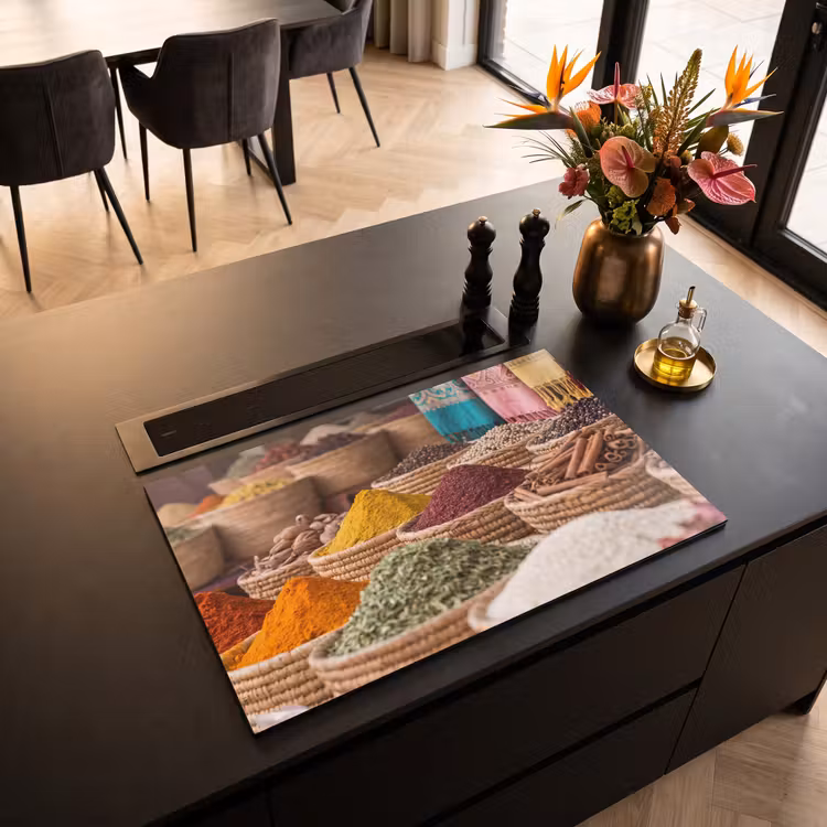 Induction Hob Cover - Herbs - Baskets - Oriental - Kruiden - Manden - Oosters Inductie beschermer vinyl 3mm klein