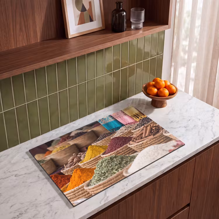 Induction Hob Cover - Herbs - Baskets - Oriental - Kruiden - Manden - Oosters Inductie beschermer vinyl 3mm klein