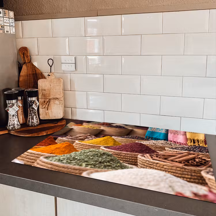 Induction Hob Cover - Herbs - Baskets - Oriental - Kruiden - Manden - Oosters Inductie beschermer vinyl 3mm klein