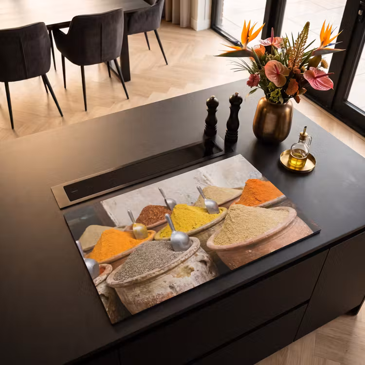 Induction Hob Cover - Herbs - Jars - Asian - Kruiden - Potten - Oosters Inductie beschermer vinyl 3mm klein