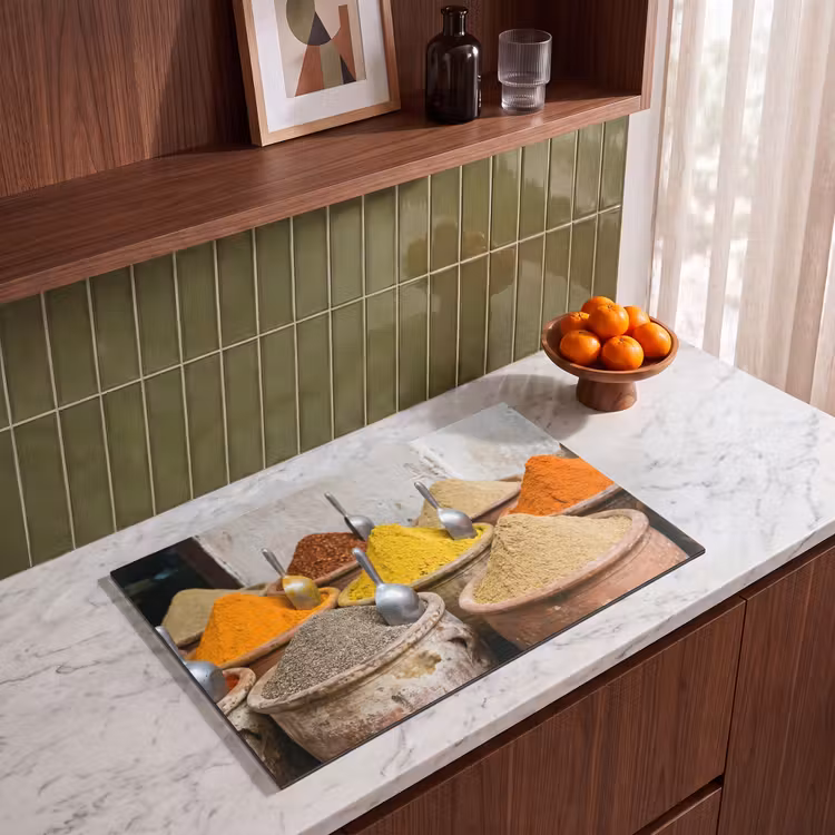 Induction Hob Cover - Herbs - Jars - Asian - Kruiden - Potten - Oosters Inductie beschermer vinyl 3mm klein