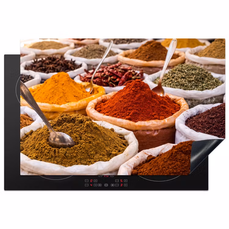 Induction Hob Cover - Herbs - Market - Food - Kruiden - Markt - Eten Inductie beschermer vinyl 3mm klein