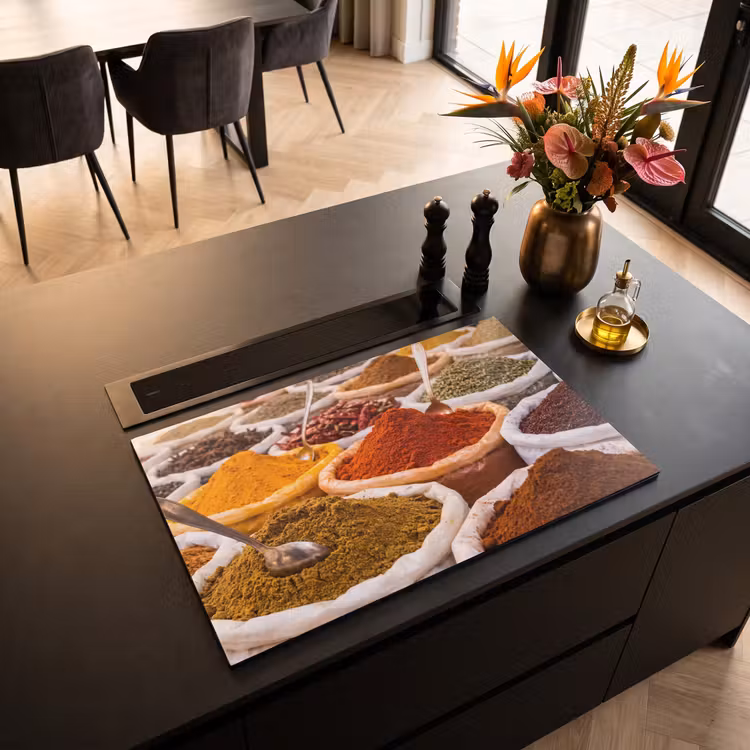 Induction Hob Cover - Herbs - Market - Food - Kruiden - Markt - Eten Inductie beschermer vinyl 3mm klein