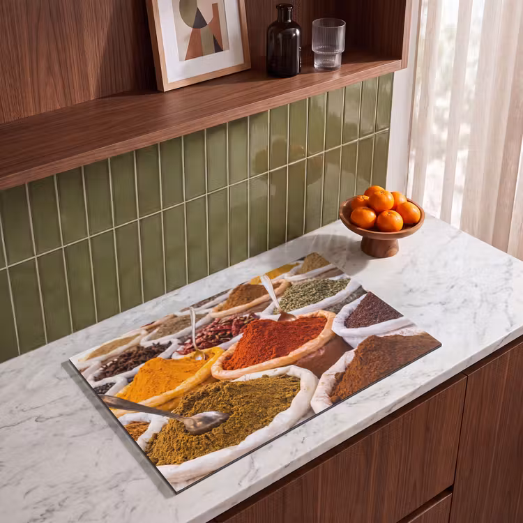 Induction Hob Cover - Herbs - Market - Food - Kruiden - Markt - Eten Inductie beschermer vinyl 3mm klein