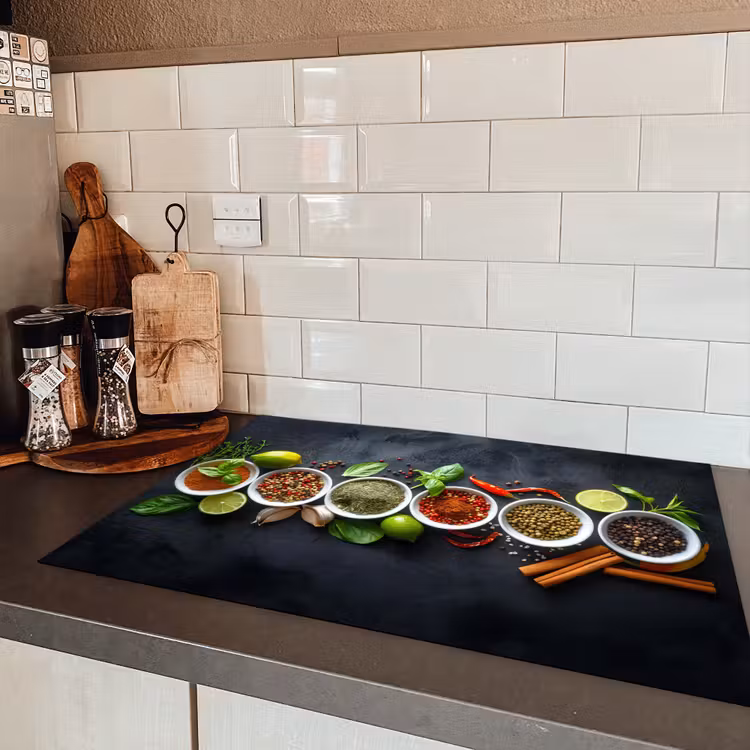 Kruiden - Specerijen - Betonlook - Stilleven Inductie beschermer vinyl 3mm klein -sfeer3