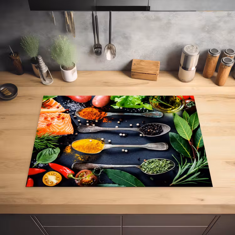 Kruiden - Lepels - Keuken - Specerijen Inductie beschermer vinyl 3mm middel -sfeer5