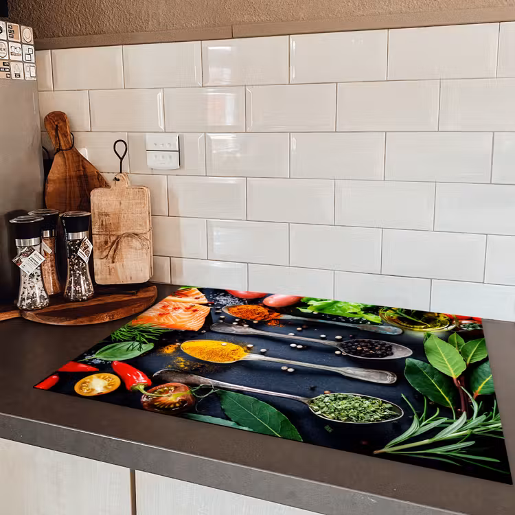 Kruiden - Lepels - Keuken - Specerijen Inductie beschermer vinyl 3mm middel -sfeer3