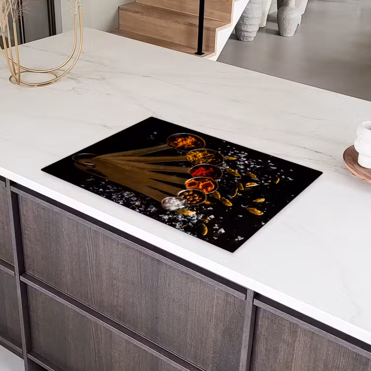 Kruiden - Lepels - Zout - Specerijen - Zwart Inductie beschermer vinyl 3mm klein -sfeer8