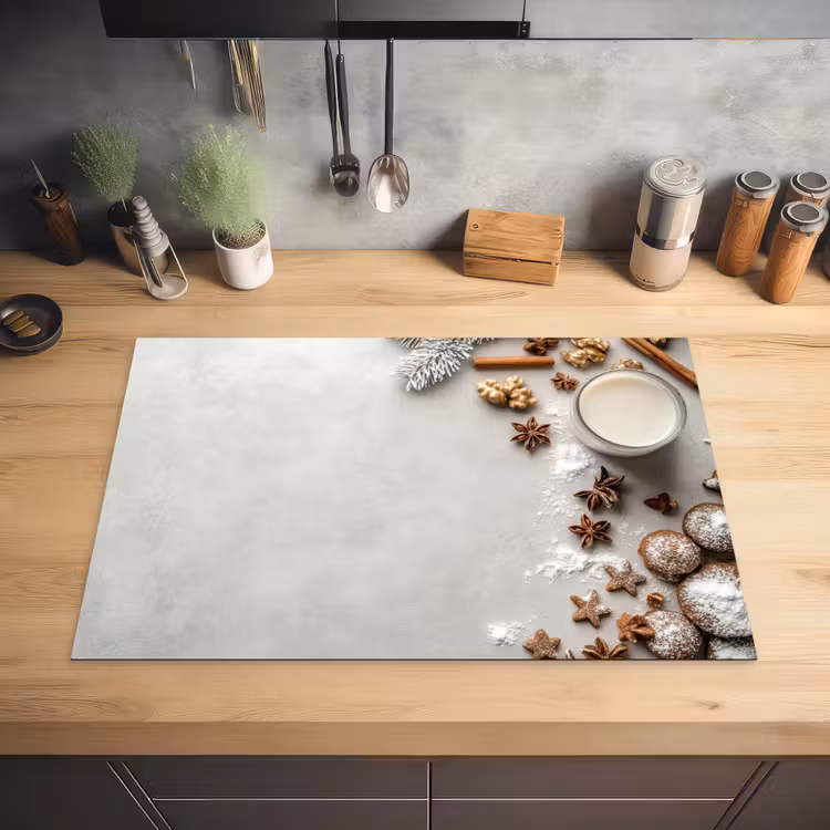 Kruiden - Winter - Melk - Beton Inductie beschermer vinyl 3mm klein -sfeer5