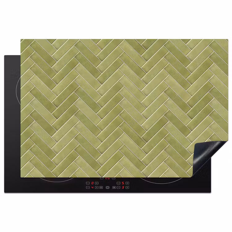 Visgraat - Wandtegel - Olijfgroen Inductie beschermer vinyl 3mm klein 276 -3d