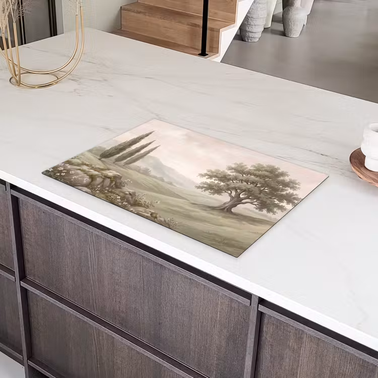 Heuvellandschap - Bomen - Natuur - Groen Inductie beschermer vinyl 3mm klein -sfeer8