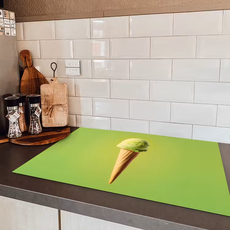 Hoorntje - Schepijs - Groen Inductie beschermer vinyl 3mm klein -sfeer3